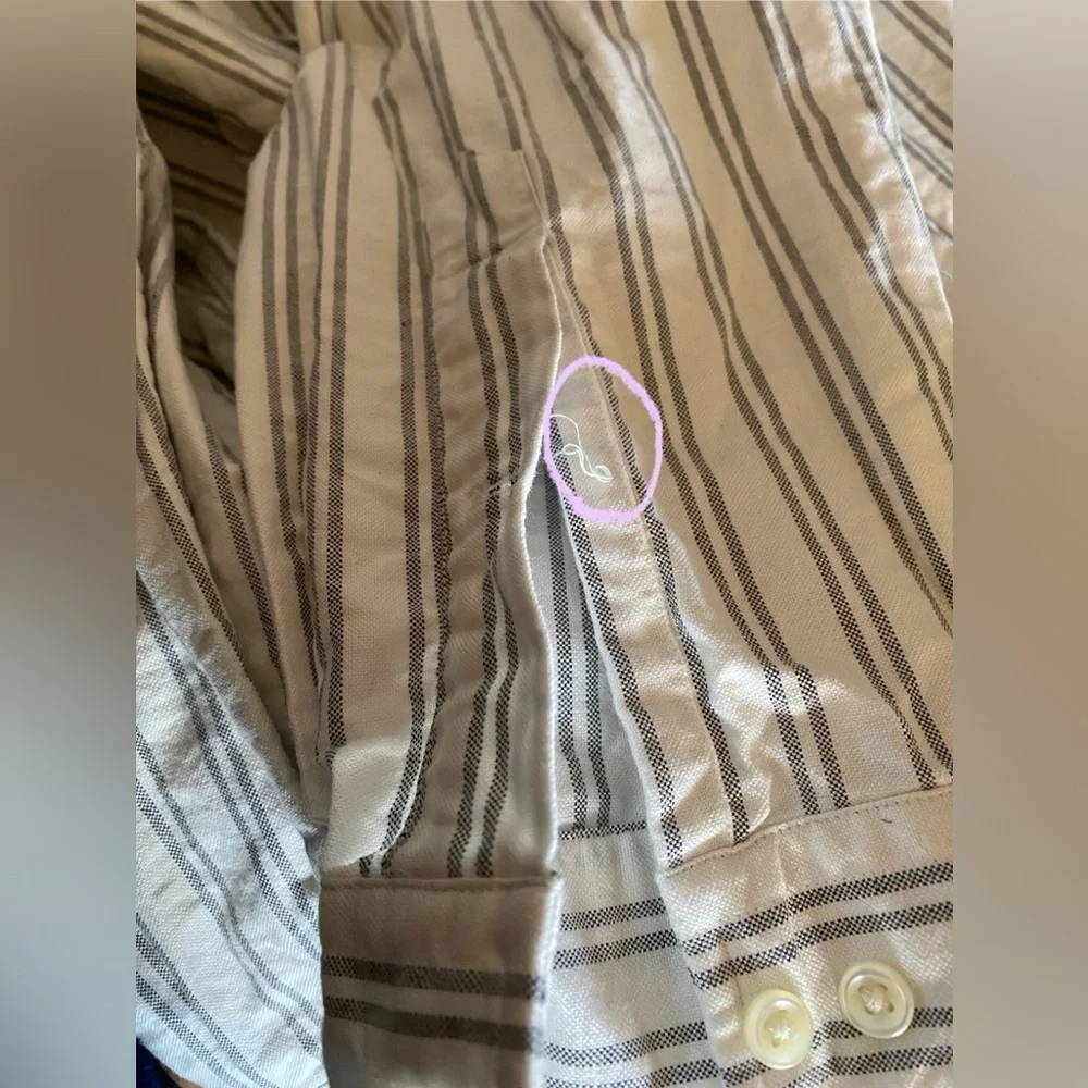 Polo Ralph Lauren Classic Fit Men’s Sz 17 34/35‎ White/Gray Pinstripe Oxford